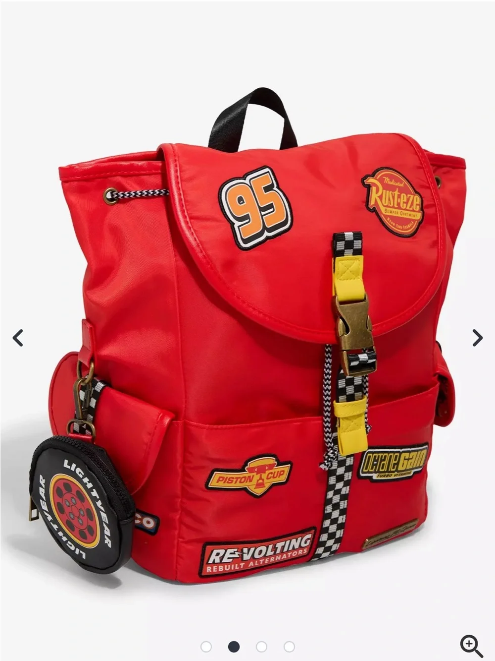 Disney Pixar Cars Lightning McQueen Patches Full-Size Backpack with Coin Purse
